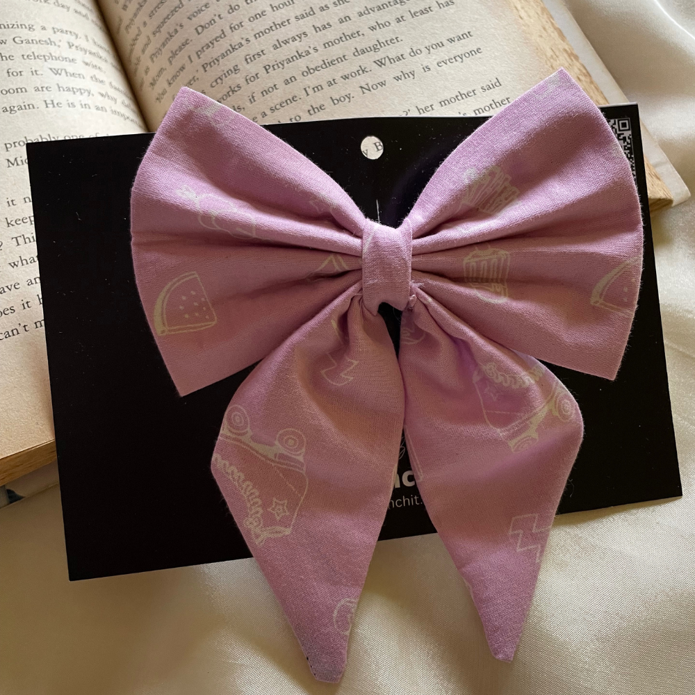 Pink Beach Prints - Pigtail Bow