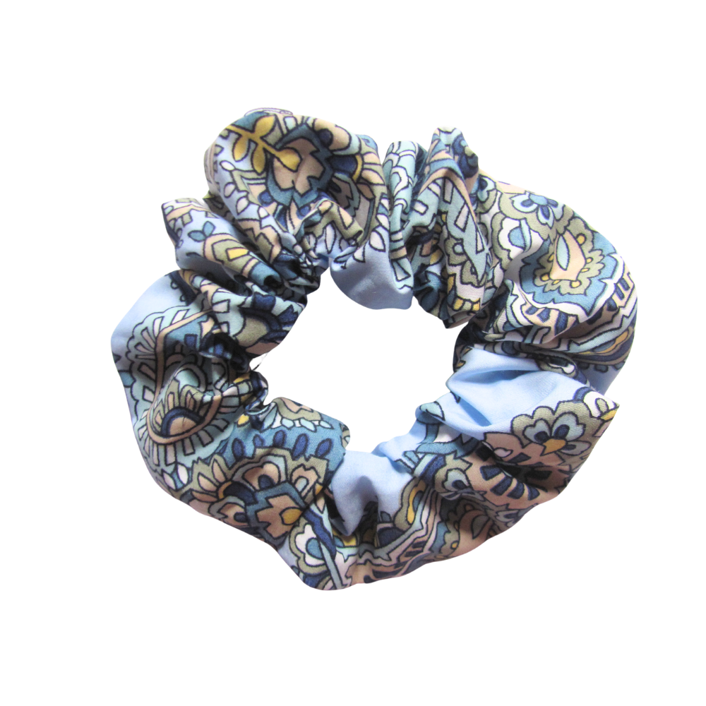 Blue Mandala Print Scrunchie