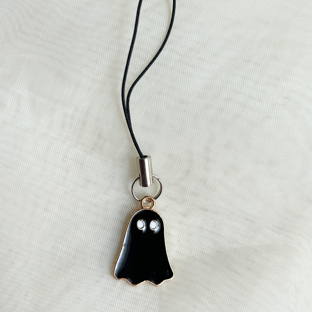 Ghost Phone Charm - Black / White