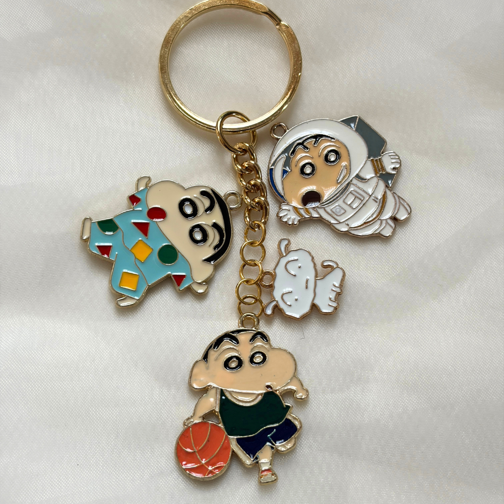 Shinchan Keychain Set of 4 Charms - The Shinchan and Shiro Collection