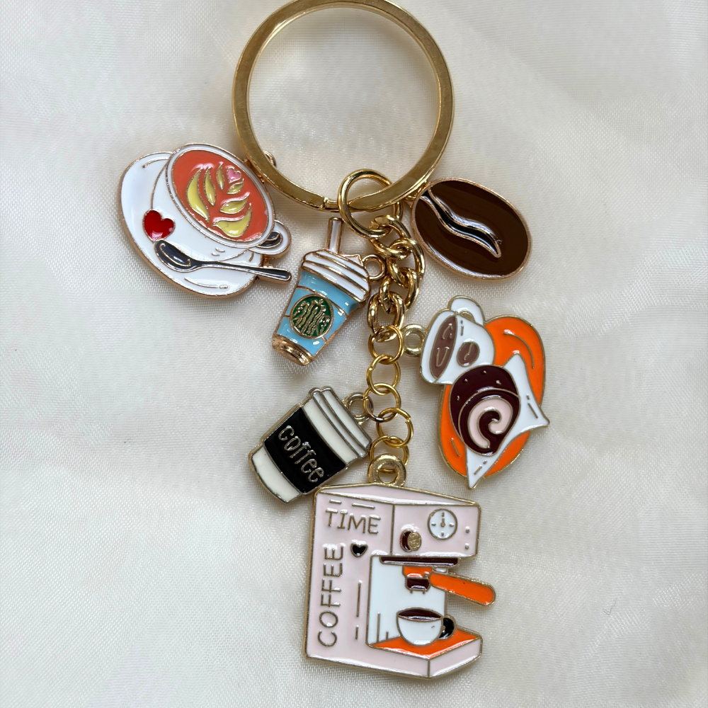 Coffee Keychain Set of 6 Charms - The Coffee Shop Collection