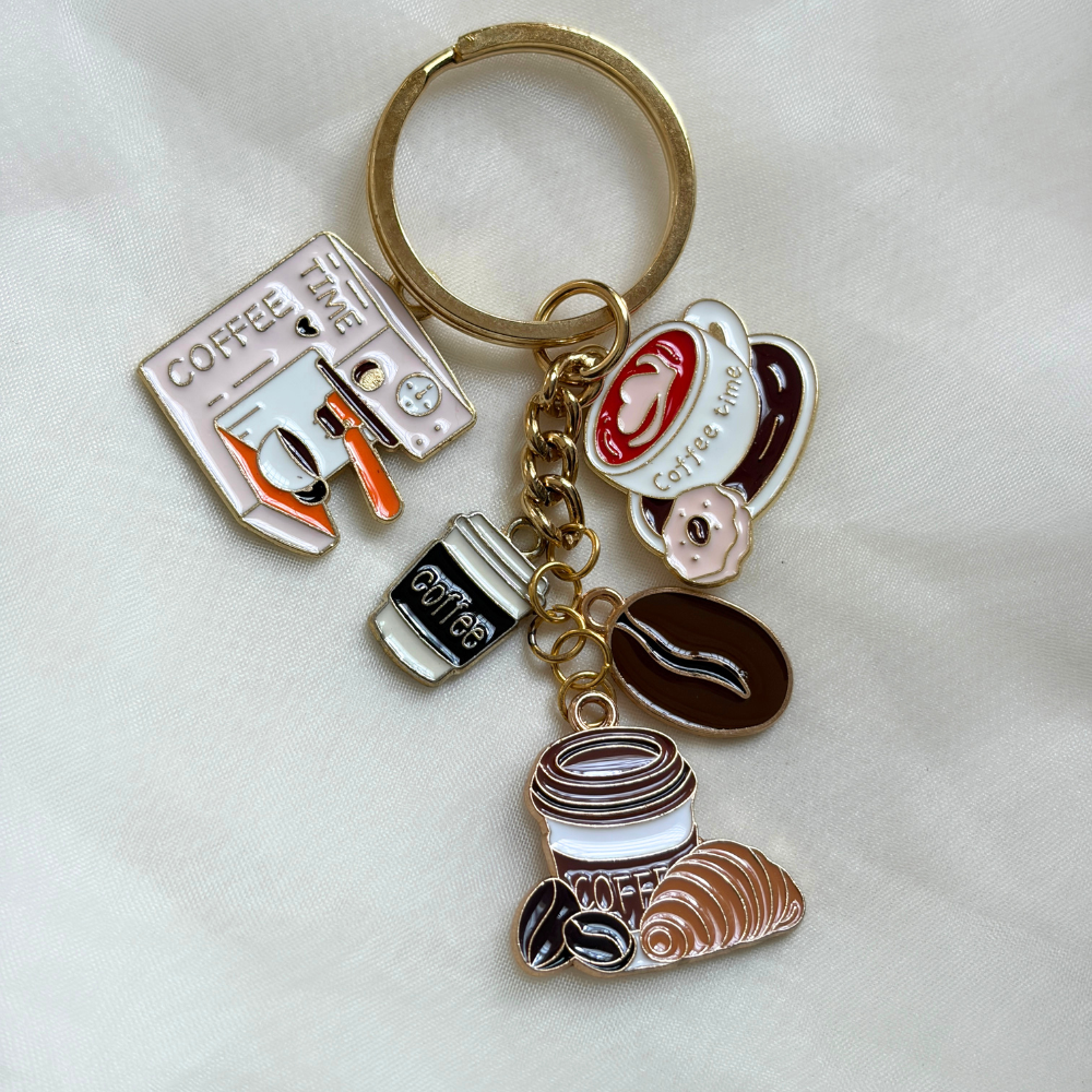 Coffee Keychain Set of 5 Charms - The Coffee Shop Collection