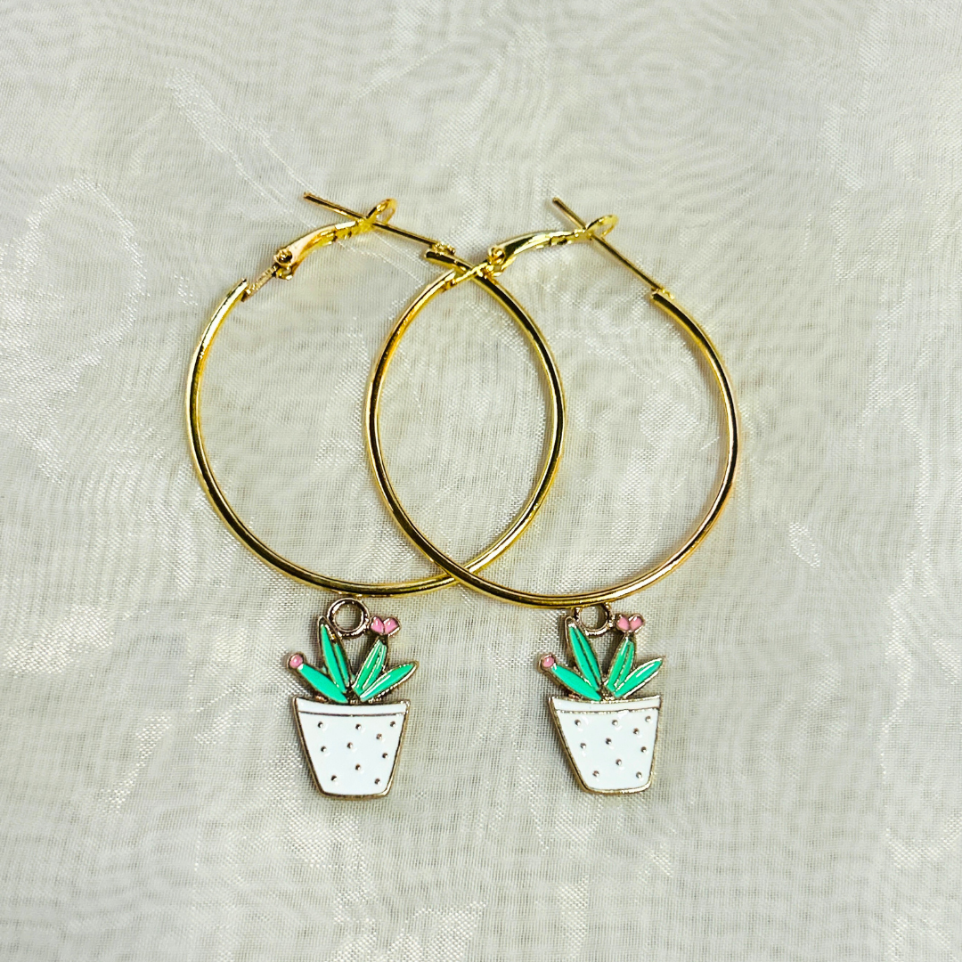 Plant Hoop Earrings