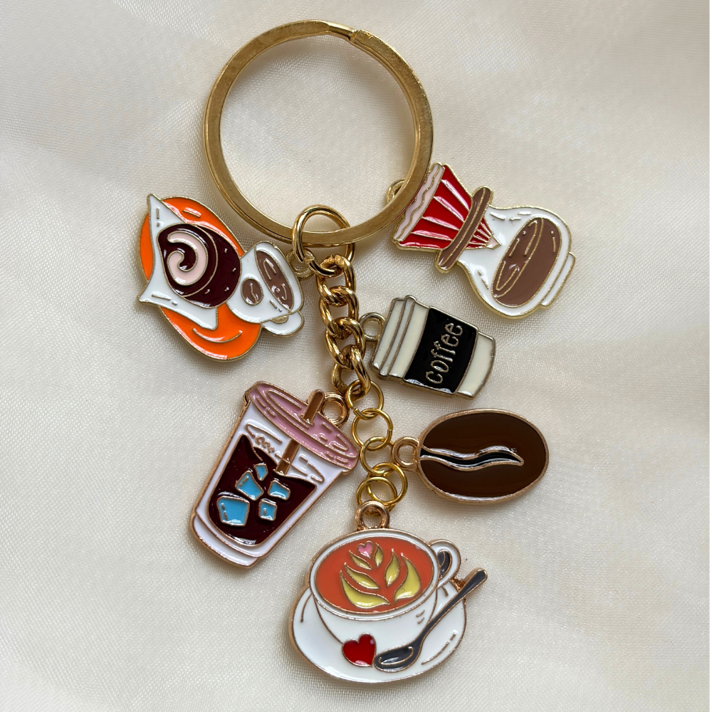 Coffee Keychain Set of 6 Charms - The Coffee Shop Collection