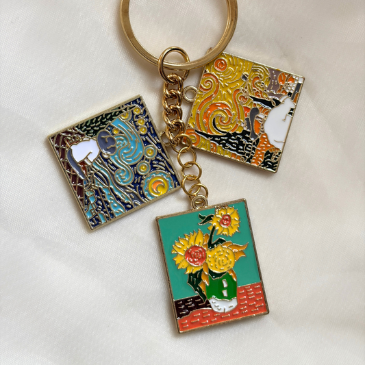 Art themed Keychain Set of 3 Charms - The Van Gogh Collection