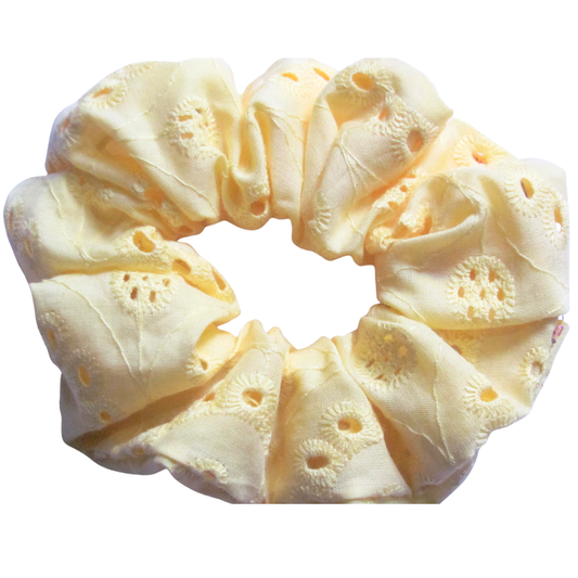 Butter Yellow Embroidery Scrunchie