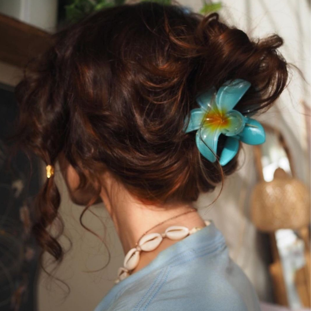Blue Flower Claw Clip - Medium