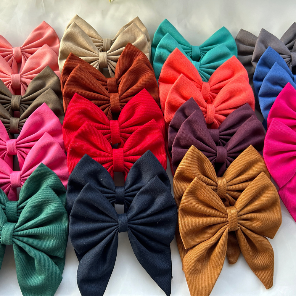 Blue Pigtail Bow