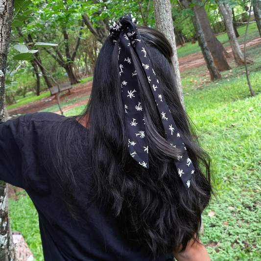 Palm Trees Black Scarf Scrunchie / Tail Scrunchie / Bowknot Scrunchie