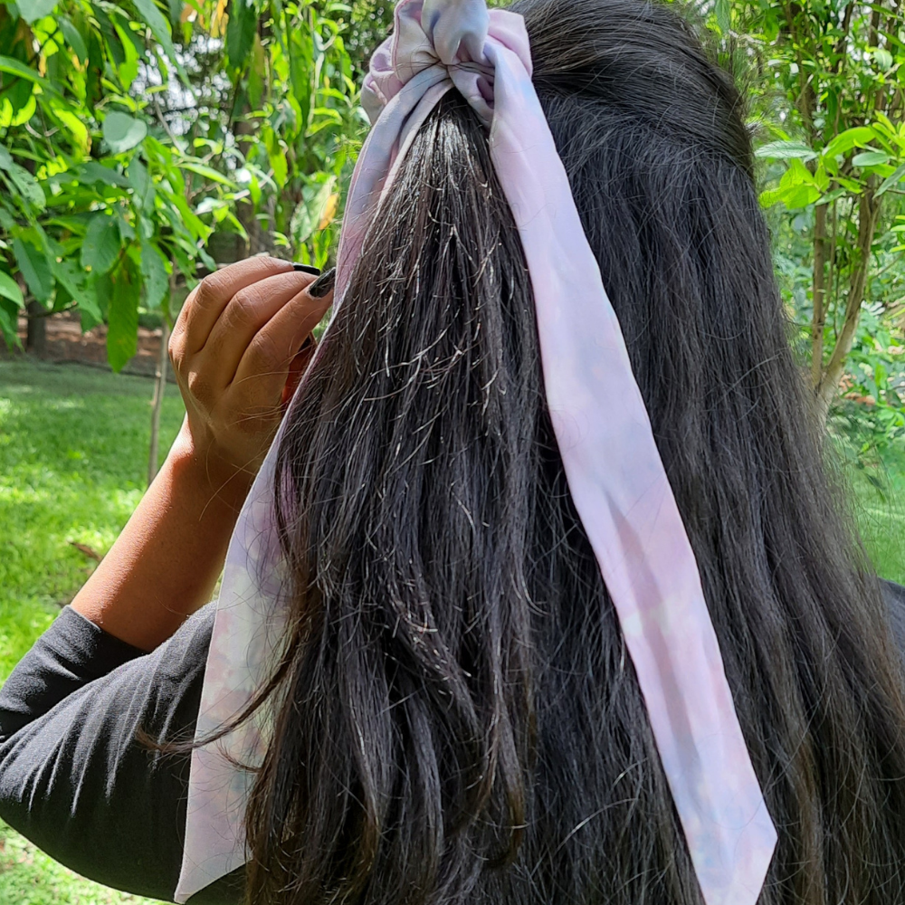Pink Tie Dye Scarf Scrunchie / Tail Scrunchie / Bowknot Scrunchie