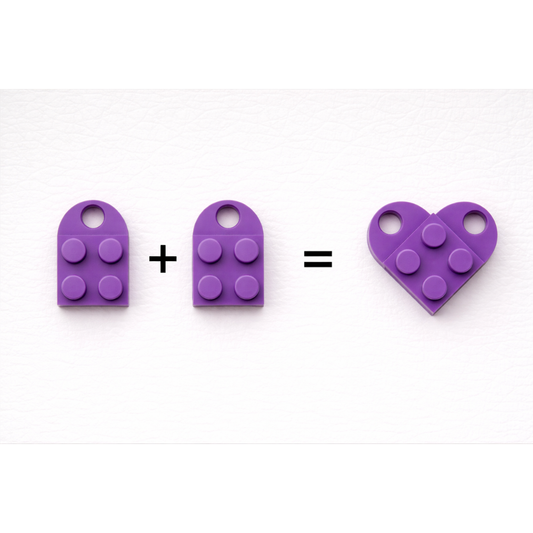 Lego Heart Couple Keychain - Set of 2 Keychains (Purple)