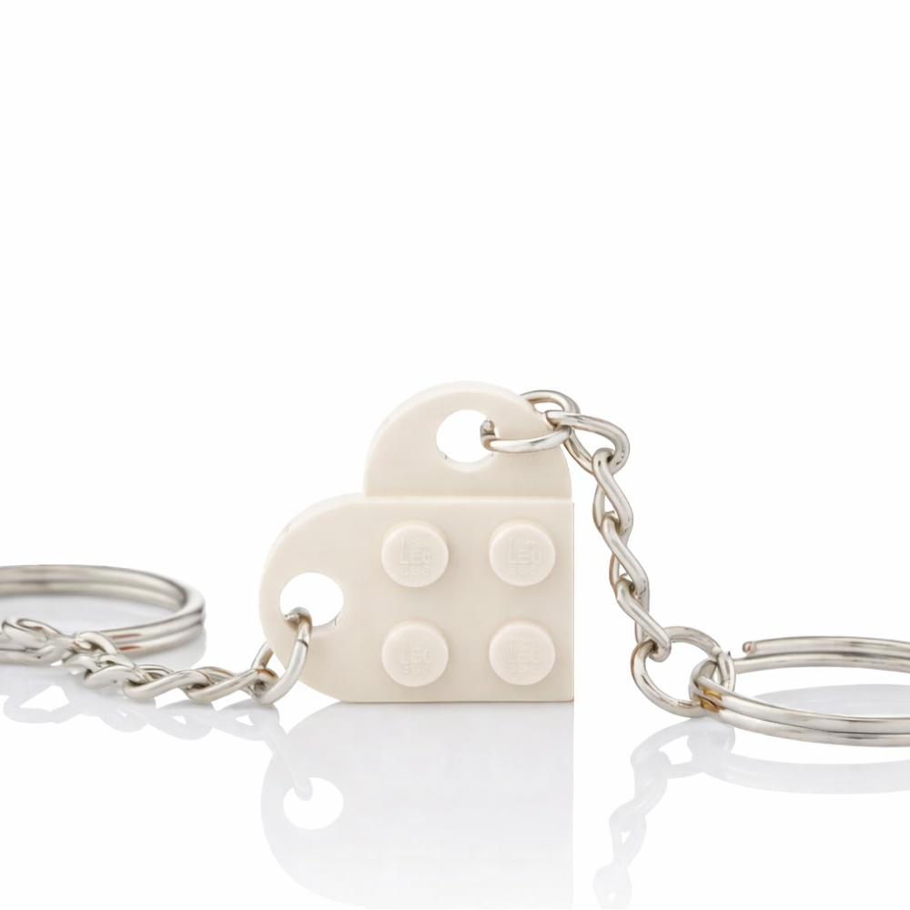 Lego Heart Couple Keychain - Set of 2 Keychains (White)