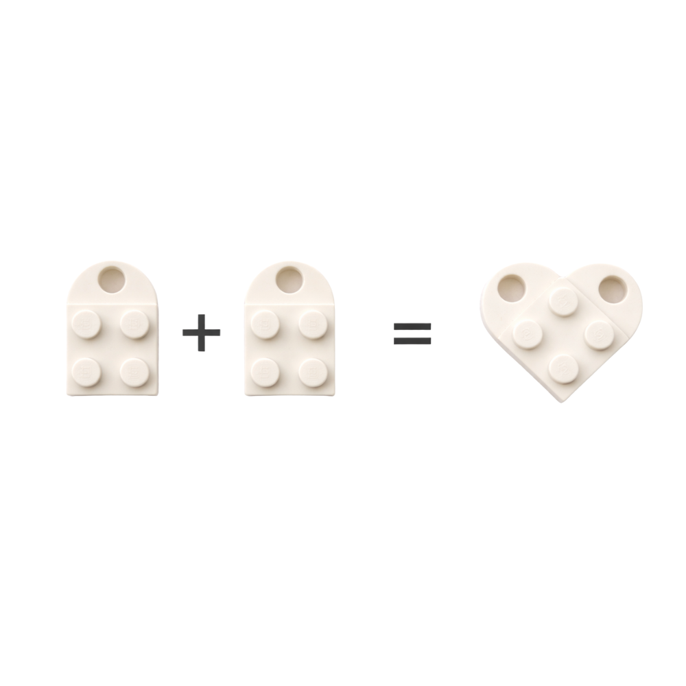 Lego Heart Couple Keychain - Set of 2 Keychains (White)