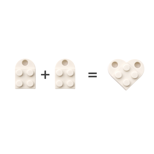 Lego Heart Couple Keychain - Set of 2 Keychains (White)