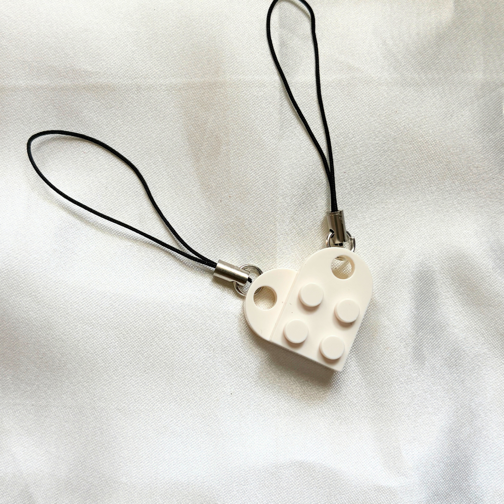 Lego Heart Couple Keychain - Set of 2 Keychains (White)