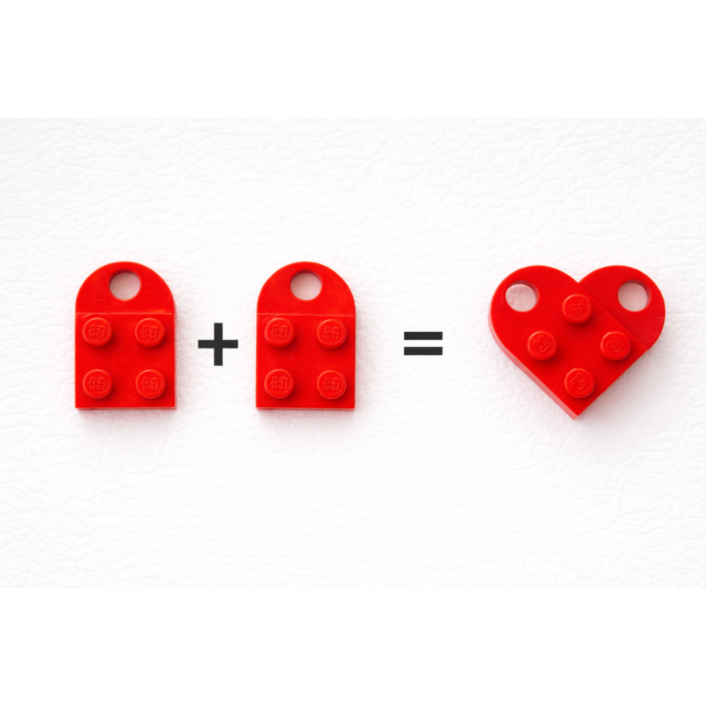 Lego Heart Couple Keychain - Set of 2 Keychains (Red)