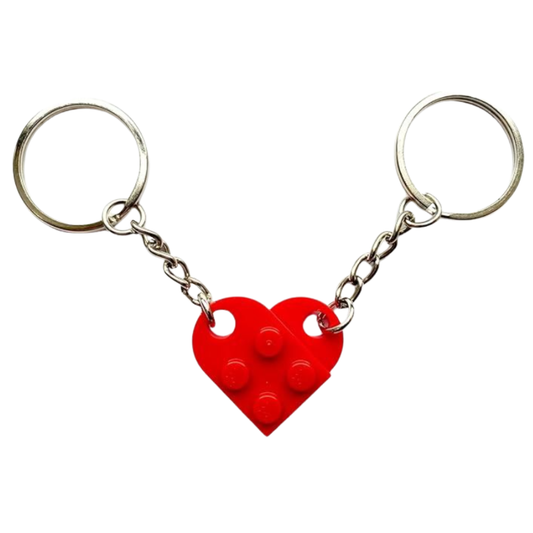 Lego Heart Couple Keychain - Set of 2 Keychains (Red)