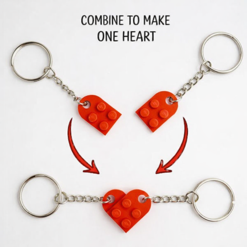 Lego Heart Couple Keychain - Set of 2 Keychains (Black)