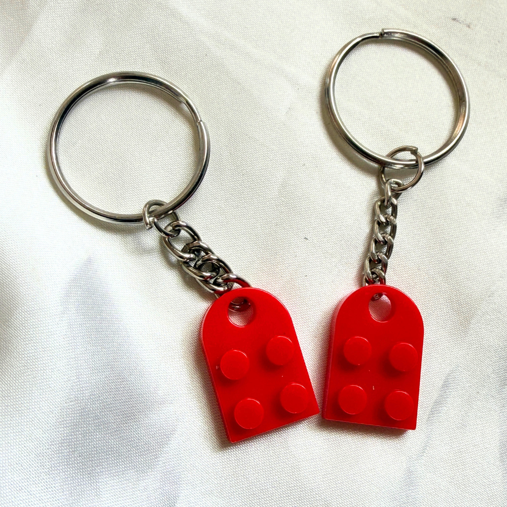 Lego Heart Couple Keychain - Set of 2 Keychains (Red)