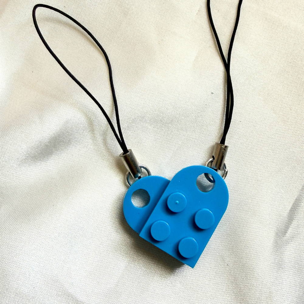 Lego Heart Couple Keychain - Set of 2 Keychains (Blue)