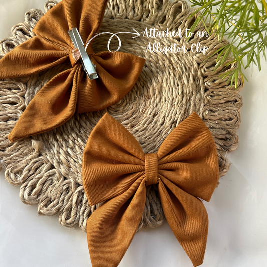 Brown Pigtail Bows