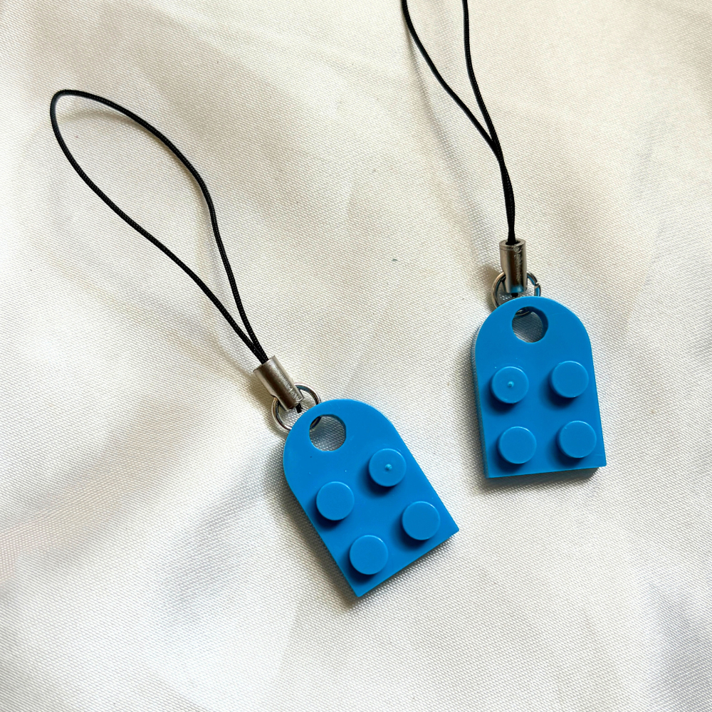 Lego Heart Couple Keychain - Set of 2 Keychains (Blue)