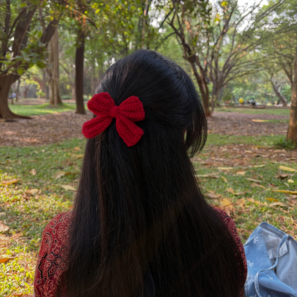 Bow Crochet Clip - Maroon