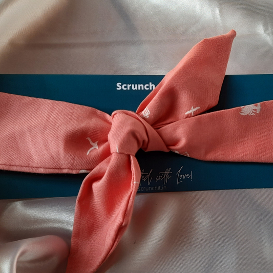 Peach with white beachy prints TIY Headband