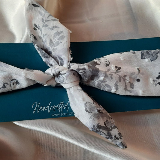 Grey Floral Print TIY Headband