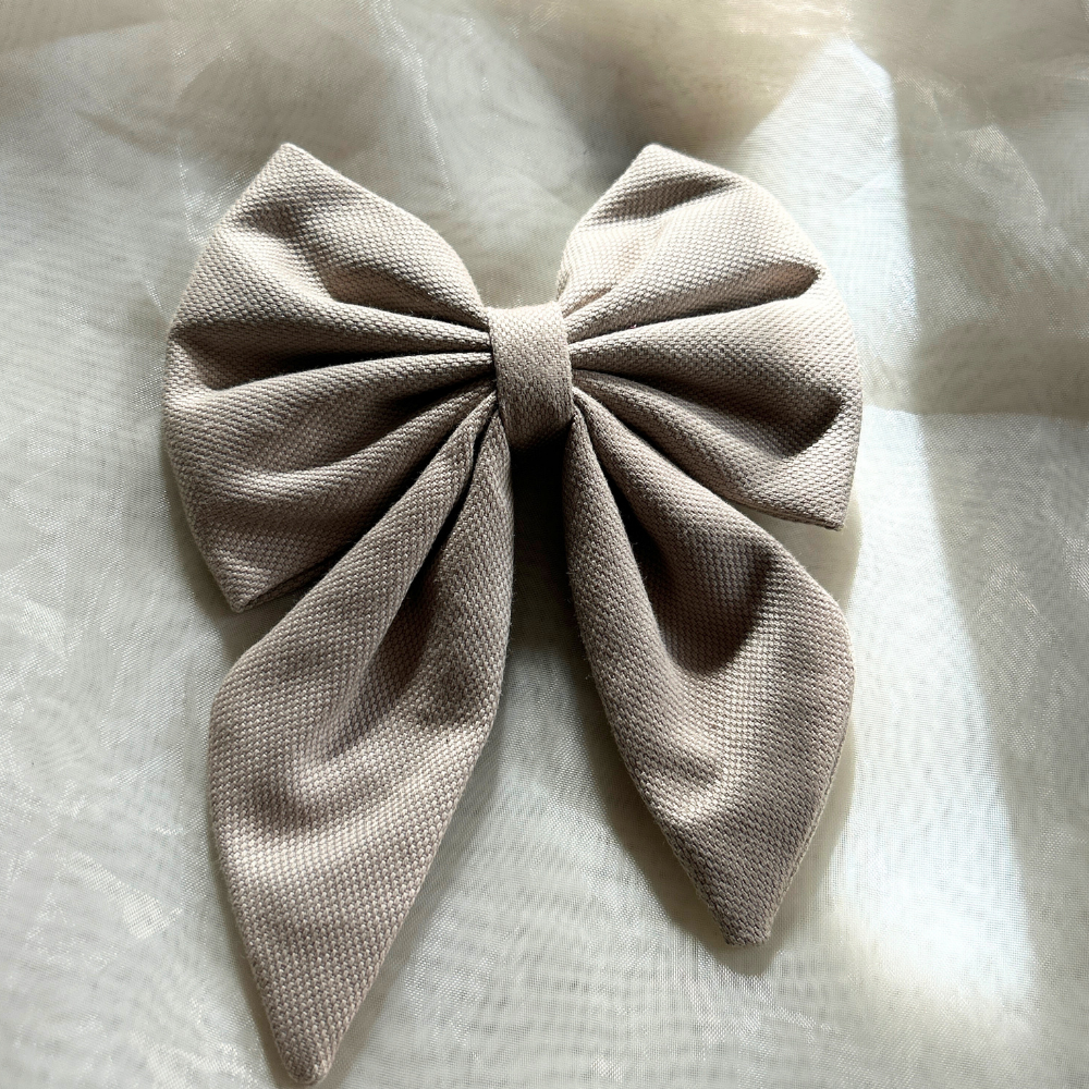 Beige Pigtail Bow