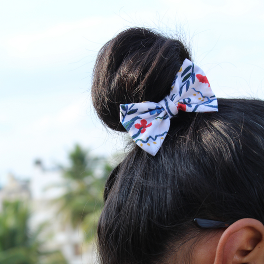 White Floral Bow