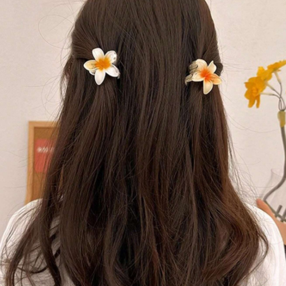 Orange Flower Claw Clip - Extra Small