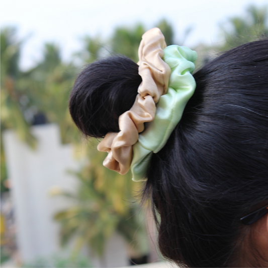 Tangerine - Pastel Orange Satin Scrunchie