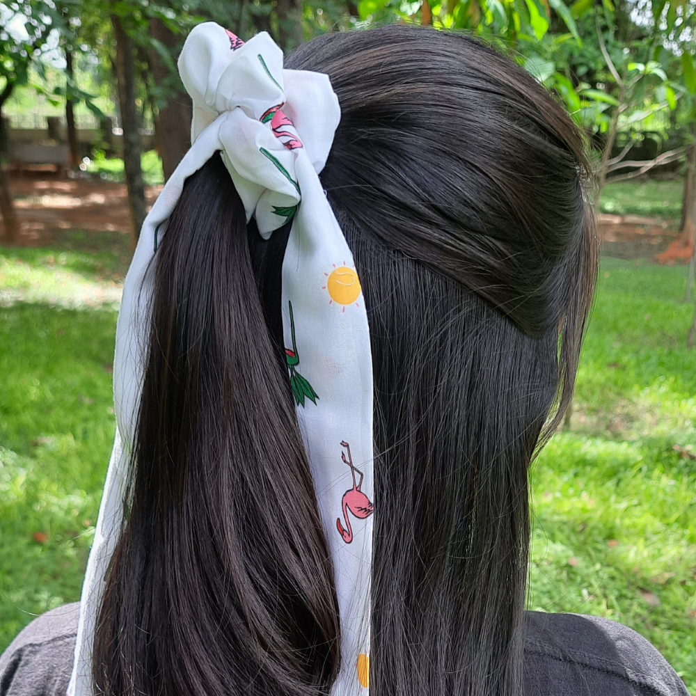 Flammingo Scarf Scrunchie / Tail Scrunchie / Bowknot Scrunchie