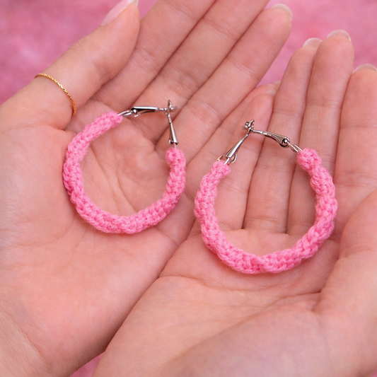 Pink Twisted Hoops