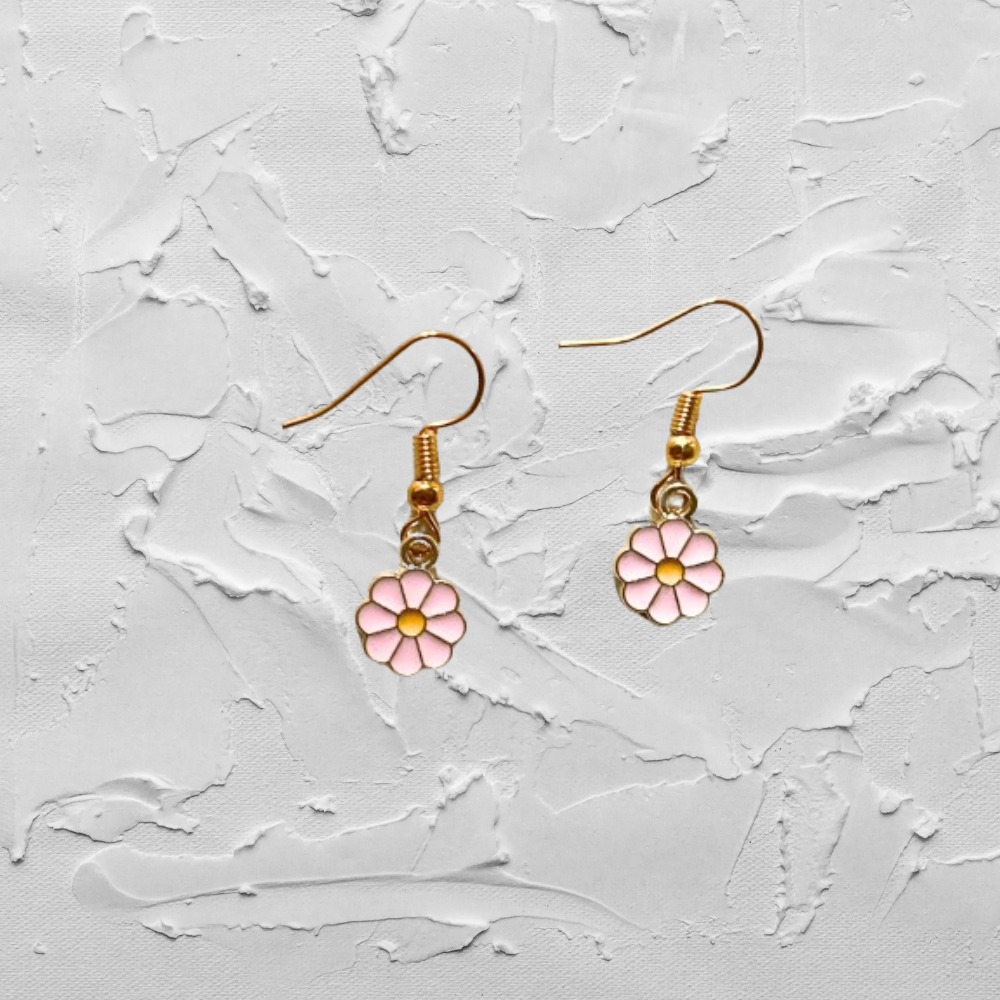 Pink Flower Earrings