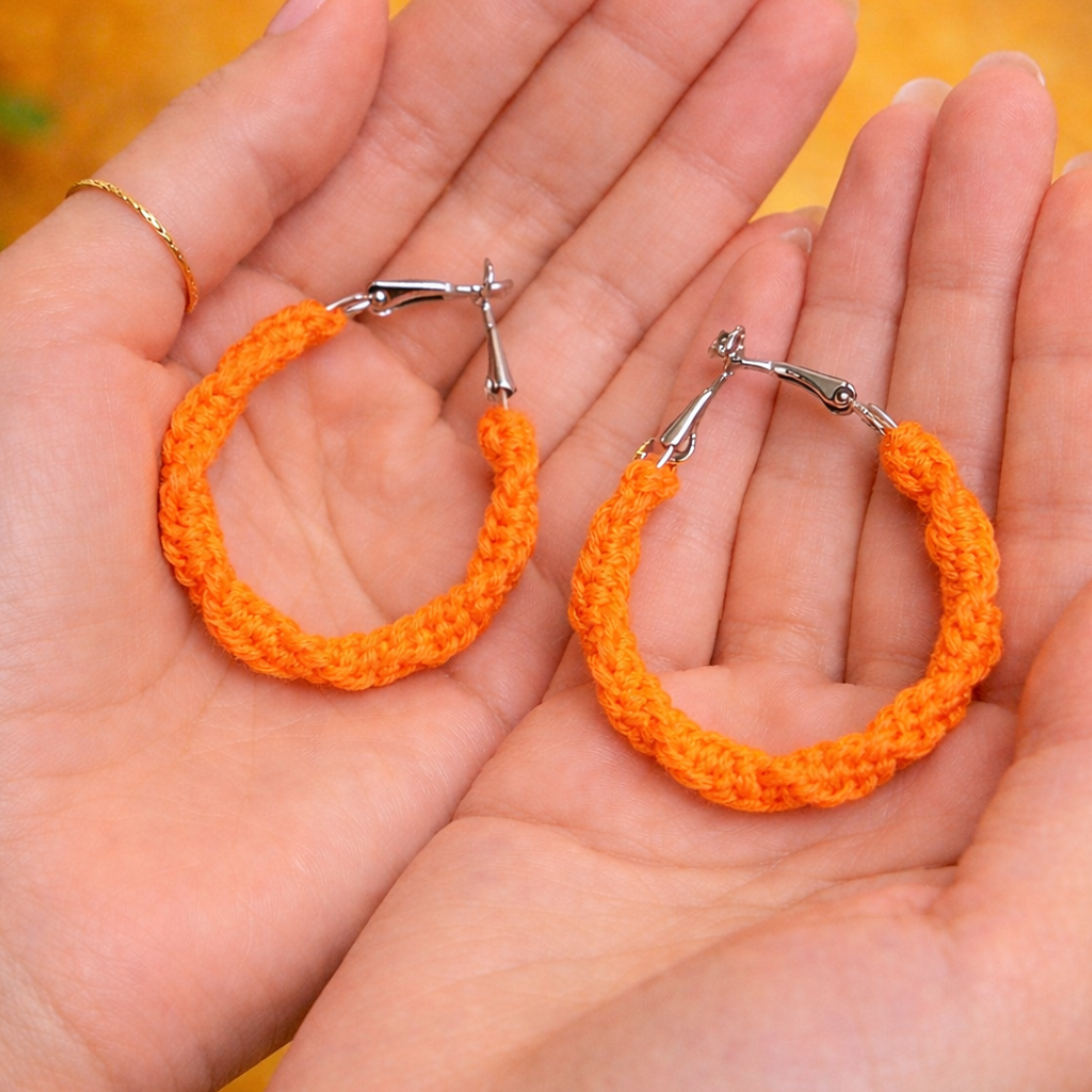 Orange Twisted Hoops