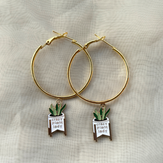 Crazy Plant Lady Hoop Earrings