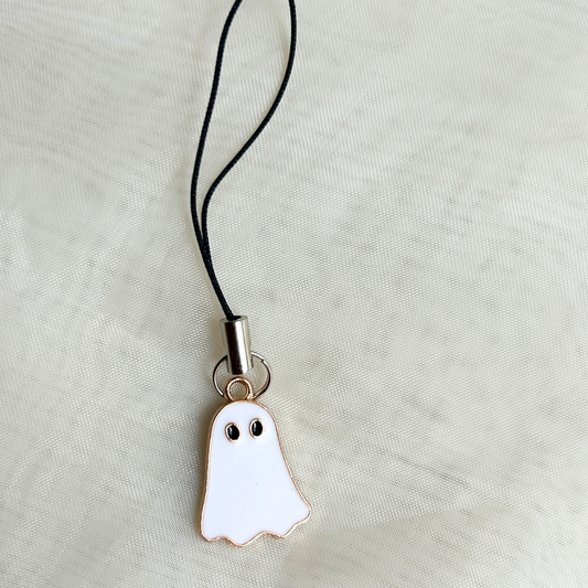 Ghost Phone Charm - Black / White