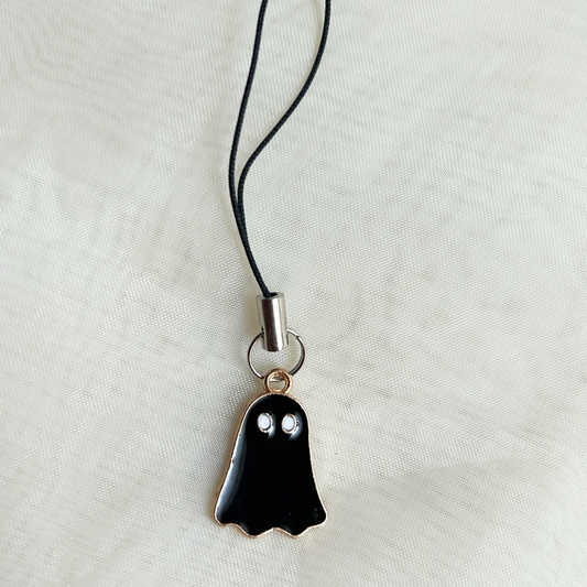 Ghost Phone Charm - Black / White