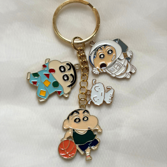 Shinchan Keychain Set of 4 Charms - The Shinchan and Shiro Collection