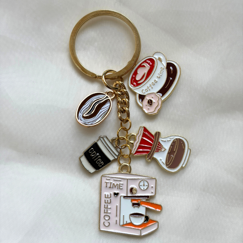 Coffee Keychain Set of 5 Charms - The Coffee Shop Collection