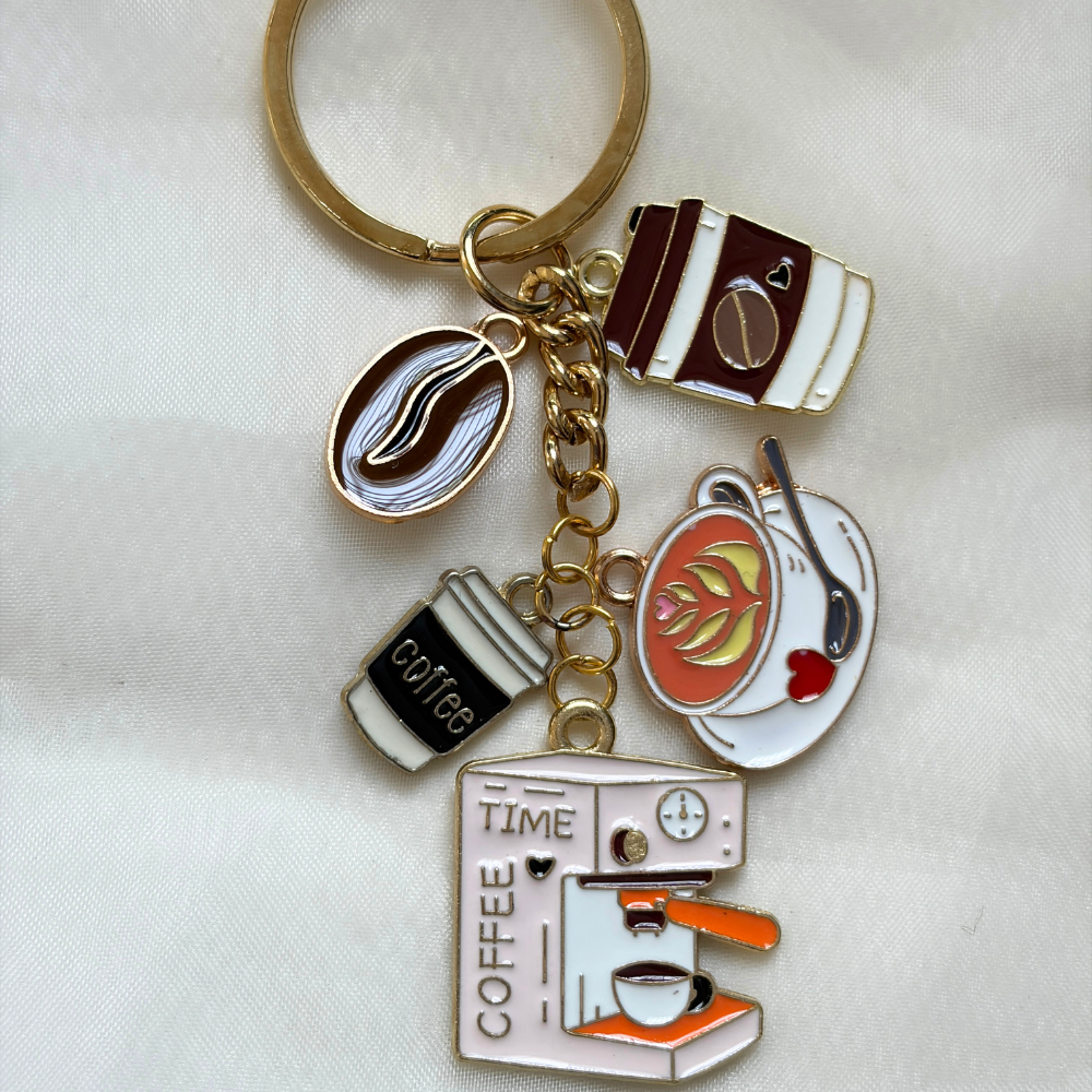Coffee Keychain Set of 5 Charms - The Coffee Shop Collection