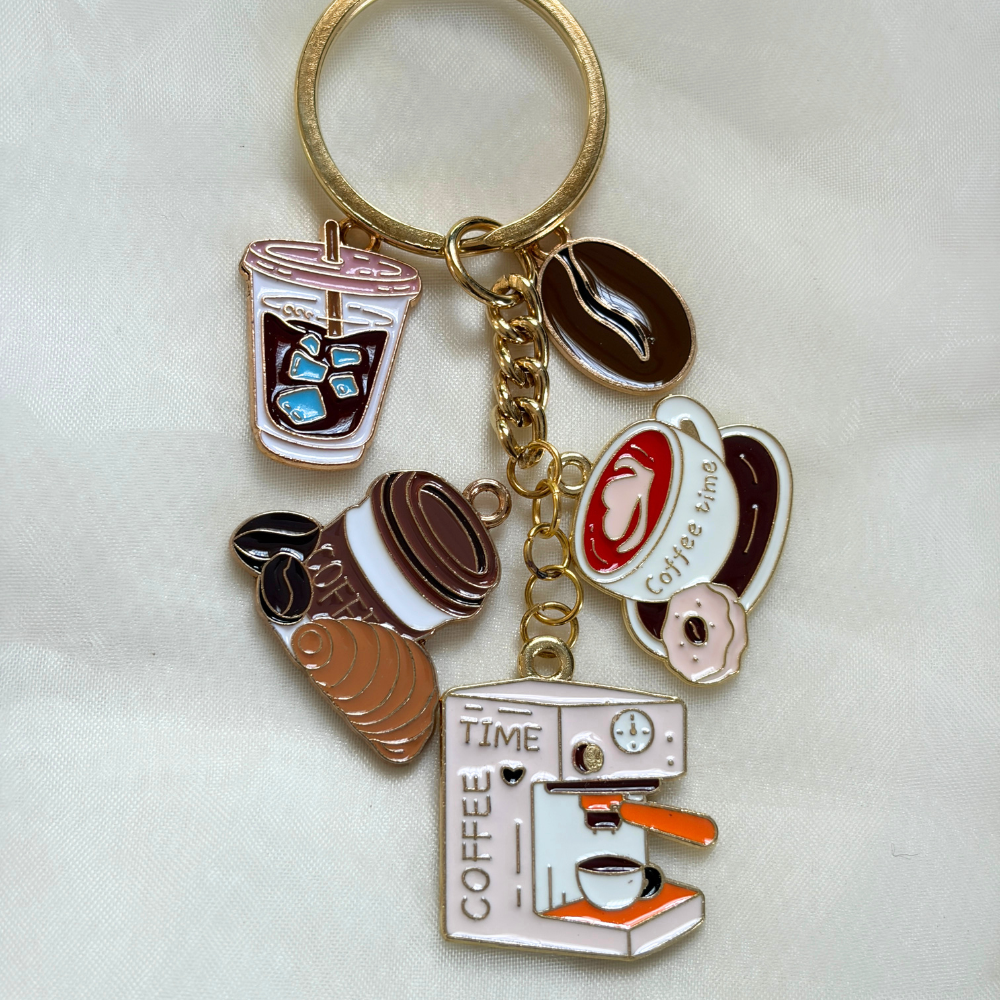 Coffee Keychain Set of 5 Charms - The Coffee Shop Collection