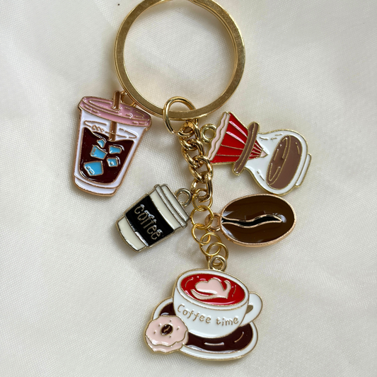 Coffee Keychain Set of 5 Charms - The Coffee Shop Collection