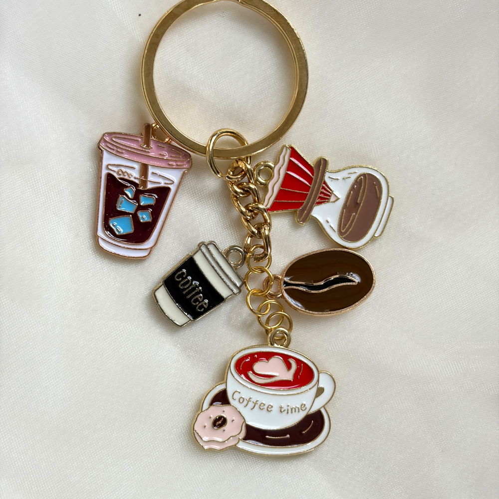 Coffee Keychain Set of 5 Charms - The Coffee Shop Collection