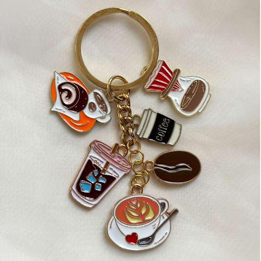 Coffee Keychain Set of 6 Charms - The Coffee Shop Collection
