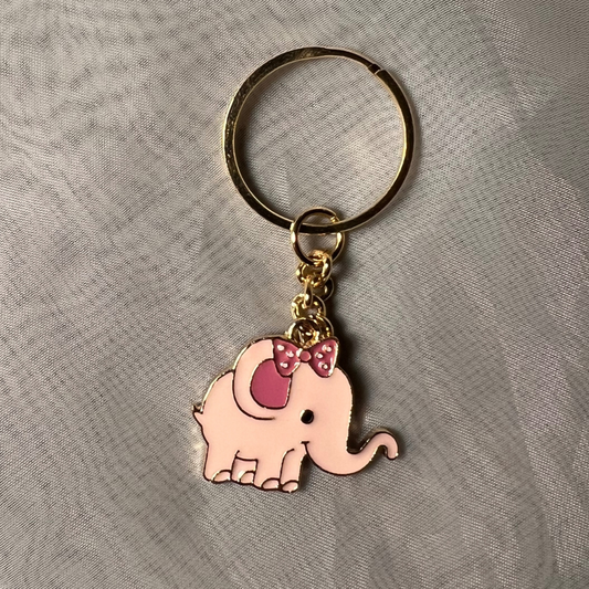Cute Pink Elephant Keychain