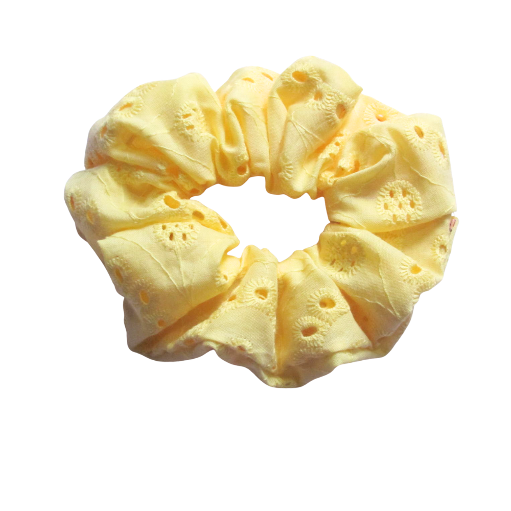 Butter Yellow Embroidery Scrunchie