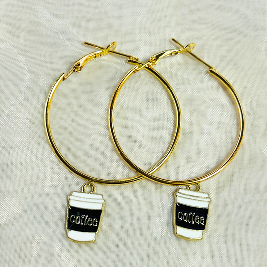 Coffee Mug Hoop Earrings